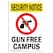 Signmission Safety Sign, OSHA SECURITY NOTICE, 24" Height, Aluminum, Gun Free Campus, Portrait OS-SN-A-1824-V-11702 - alternate 1